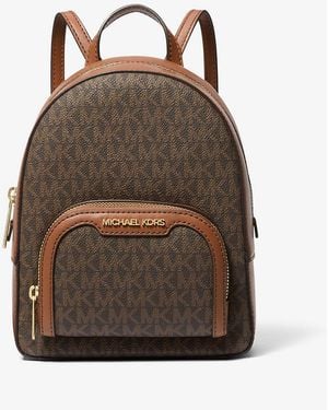 Michael Kors Outlet Mk Jaycee Extra-Small Signature Logo Backpack - Brown