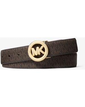 MICHAEL Michael Kors Mk Pop Charm Signature Logo And Leather Belt - White