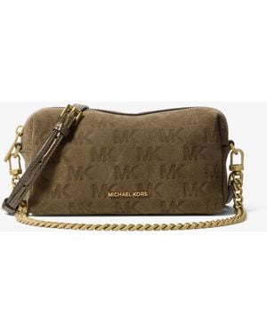 MICHAEL Michael Kors Mk Bryant Small Logo Embossed Suede Convertible Crossbody Bag - Green