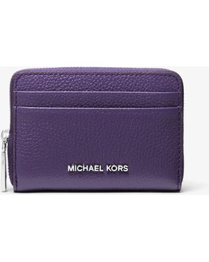 MICHAEL Michael Kors Pebbled Leather Zip-Around Card Case - Purple