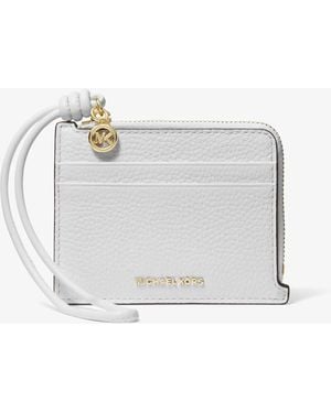 MICHAEL Michael Kors Mk Jet Set Small Pebbled Leather Card Case Wristlet - White
