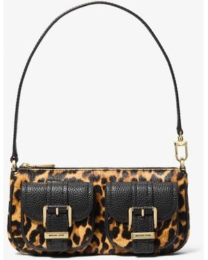 MICHAEL Michael Kors Mk Zoe Small Leopard Print Calf Hair Pochette - Yellow