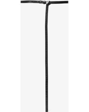 Michael Kors Carolyn Crocodile Embossed Leather Belt - White