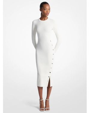 Michael Kors Outlet Mk Viscose Blend Snap Dress - White
