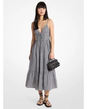 MICHAEL Michael Kors V-neck Empire Seam Midi Dress - White