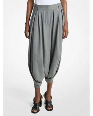 Michael Kors Draped Stretch Wool Culottes - Gray