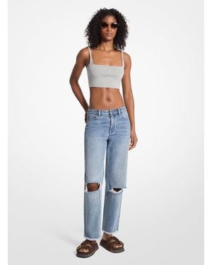 MICHAEL Michael Kors Frayed Distressed Jean - Blue