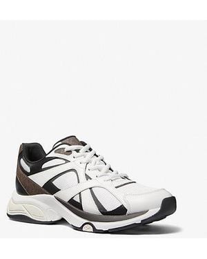 Michael Kors Mk Leo Mixed-Media Sneaker - White