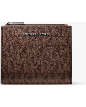 Michael Kors Mk Hudson Signature Logo Wallet - Brown
