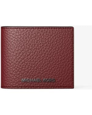 Michael Kors Hudson Pebbled Leather Billfold Wallet - Purple