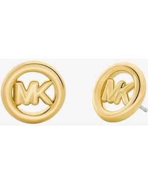 Michael Kors Mk Small Logo Charm Stud Earrings - Metallic
