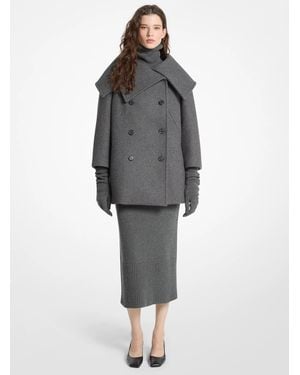 Michael Kors Michael Kors Wool Melton Portrait Collar Peacoat - Gray