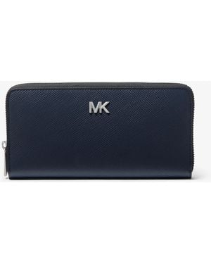 Michael Kors Mk Edison Leather Zip-Around Wallet - Blue