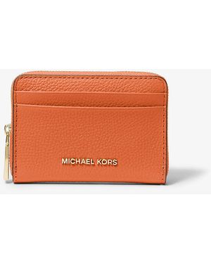 MICHAEL Michael Kors Mk Jet Set Small Pebbled Leather Zip-Around Card Case - Orange