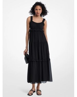 Michael Kors Ruffled Georgette Maxi Dress - Black