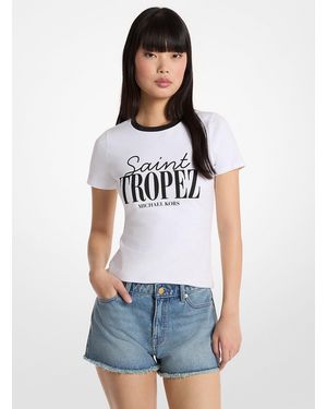 Michael Kors Mkcamiseta Saint-Tropez De Algodón Elástico - Blanco
