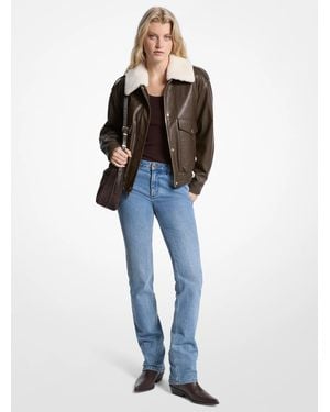 MICHAEL Michael Kors Mk Faux Fur Trim Bomber Jacket - Blue
