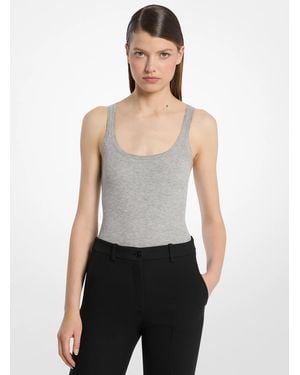Michael Kors Michael Kors Ribbed Stretch Viscose Tank Top Bodysuit - White