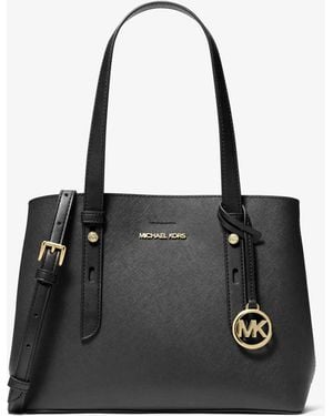 Michael Kors Outlet Mk Mel Small Saffiano Leather Tote Bag - Black