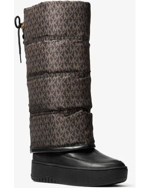 MICHAEL Michael Kors Michael Kors Starling Signature Logo Print Puffer Boot - Black