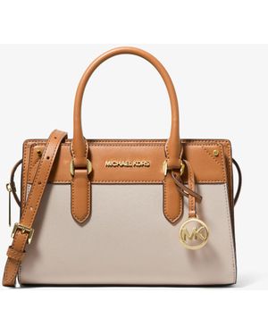 Michael Kors Mirren Small Two-tone Leather Satchel - Natural
