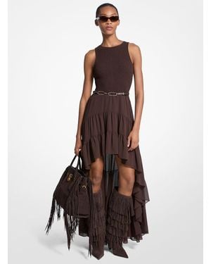MICHAEL Michael Kors Mk Georgette Smocked High-Low Dress - Brown
