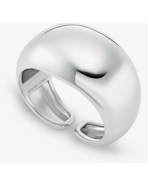 Michael Kors Mkpendiente De Aro Abierto Grande De Latón Chapado En Metal Precioso - Blanco