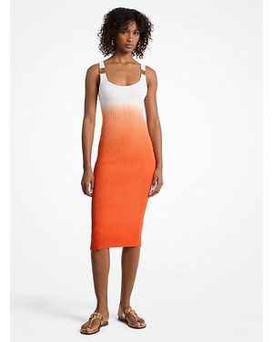Michael Kors Ombré Ribbed Stretch Viscose Dress - Orange