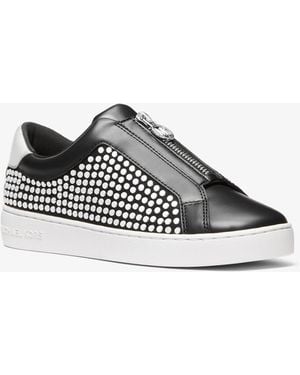 MICHAEL Michael Kors Mk Keaton Studded Zip-Up Trainers - White