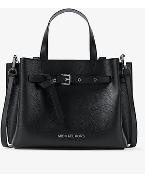MICHAEL Michael Kors Mk Emilia Small Pebbled Leather Satchel - Black