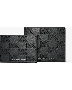 Michael Kors Hudson Logo Embossed Leather Billfold Wallet And Passcase - White