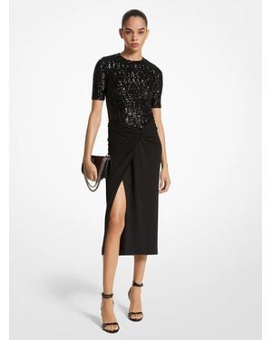 Michael Kors Mk Matte Jersey Sarong Skirt - Black