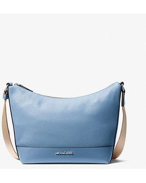 Michael Kors Cooper Pebbled Leather Crescent Bag - Blue