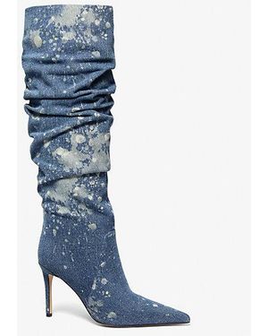 MICHAEL Michael Kors Mk Dawn Splattered Denim Boot - Blue