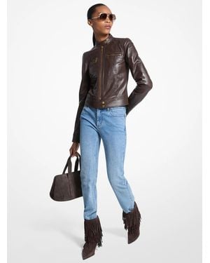 MICHAEL Michael Kors Michael Kors Leather Jacket - Blue