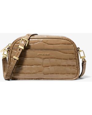 MICHAEL Michael Kors Mk Jet Set Small Crocodile Embossed Leather Crossbody Bag - Brown