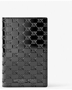 Michael Kors Cooper Metallic Logo Debossed Folding Card Case - Black