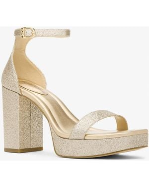 MICHAEL Michael Kors Mk Merriam Glitter Embellished Leather Platform Sandal - Natural
