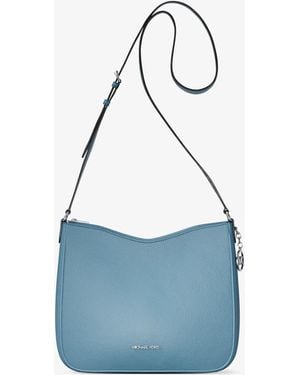 Michael Kors Outlet Mk Nayla Medium Pebbled Leather Messenger Bag - Blue