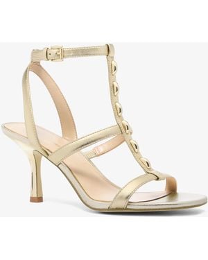Michael Kors Nara Studded Metallic Leather Sandal - Natural