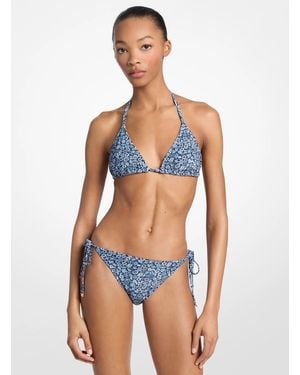 Michael Kors Floral Print Bikini Top - Blue