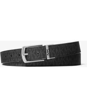 Michael Kors Mk Reversible Signature Logo Belt - White