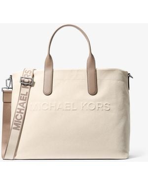 Michael Kors Mk Brooklyn Cotton Blend Tote Bag - Natural