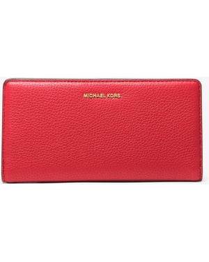 MICHAEL Michael Kors Mk Bryant Large Pebbled Leather Snap-Front Wallet - Red