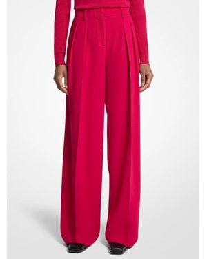 Michael Kors Michael Kors Stretch Wool Pleated Slouch Pants - Red