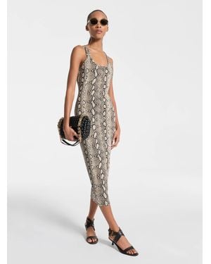 MICHAEL Michael Kors Mk Snake Print Stretch Jersey Racerback Dress - White