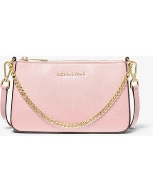 Michael Kors Outlet Mk Jet Set Medium Saffiano Leather Crossbody Bag - Pink