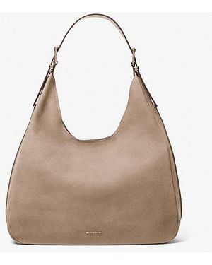 Michael Kors Nolita Large Nubuck Hobo Shoulder Bag - Natural