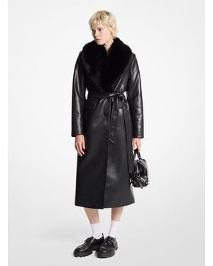 MICHAEL Michael Kors Mk Faux Fur Trim Robe Coat - Black