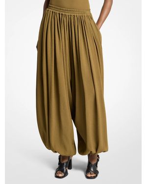 Michael Kors Michael Kors Silk Seersucker Sarouel Pants - Green